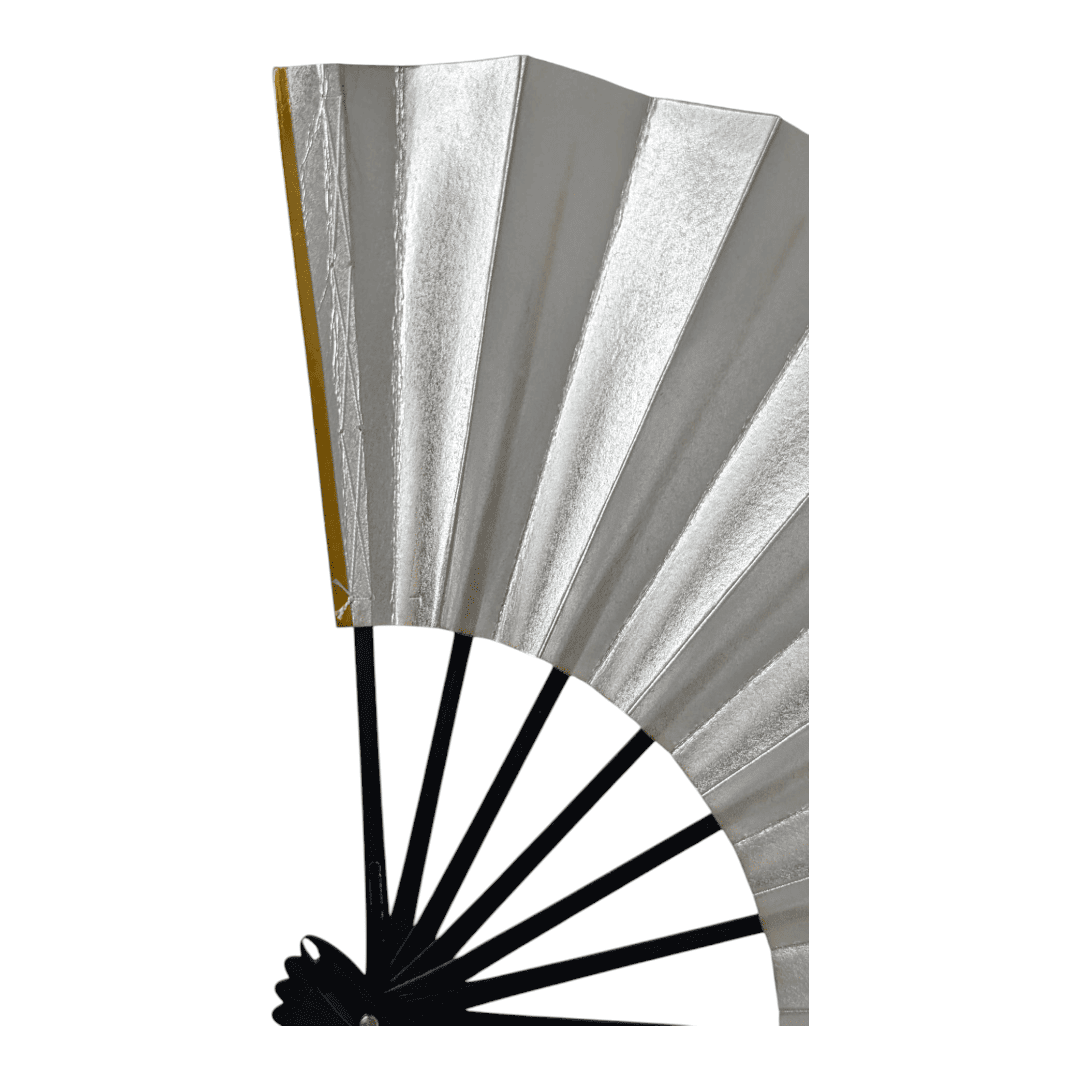 Vintage Mai-Ougi japanischer Handfächer Tanzfächer Gold Silber