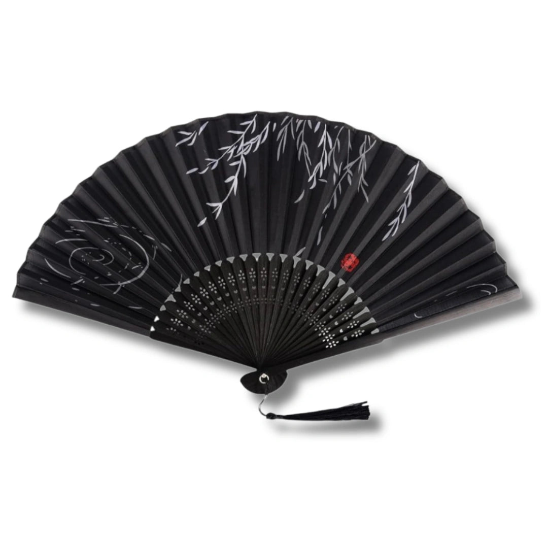 Sensu Fächer Schwarz mit Zweigen
