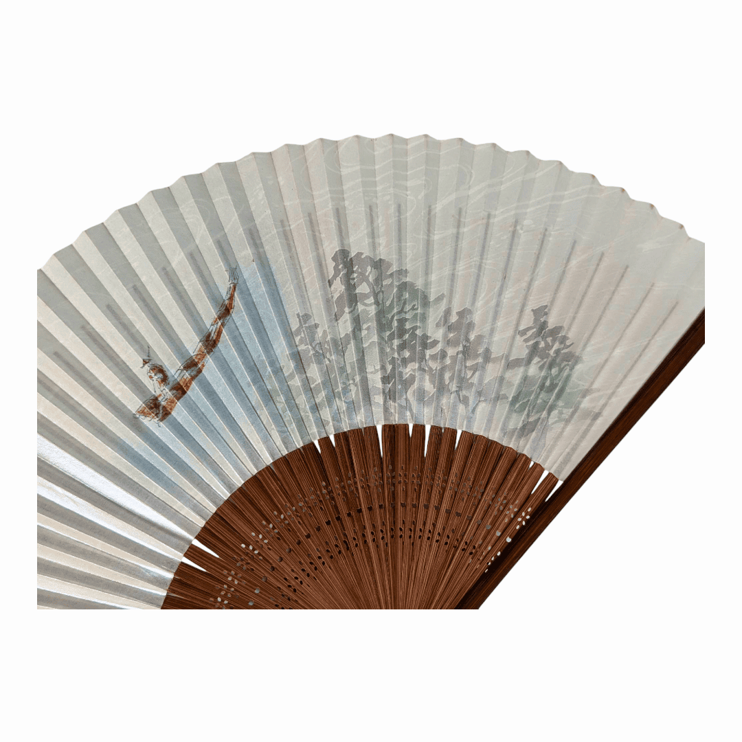 Vintage japanischer Sensu Handfächer Landschaft