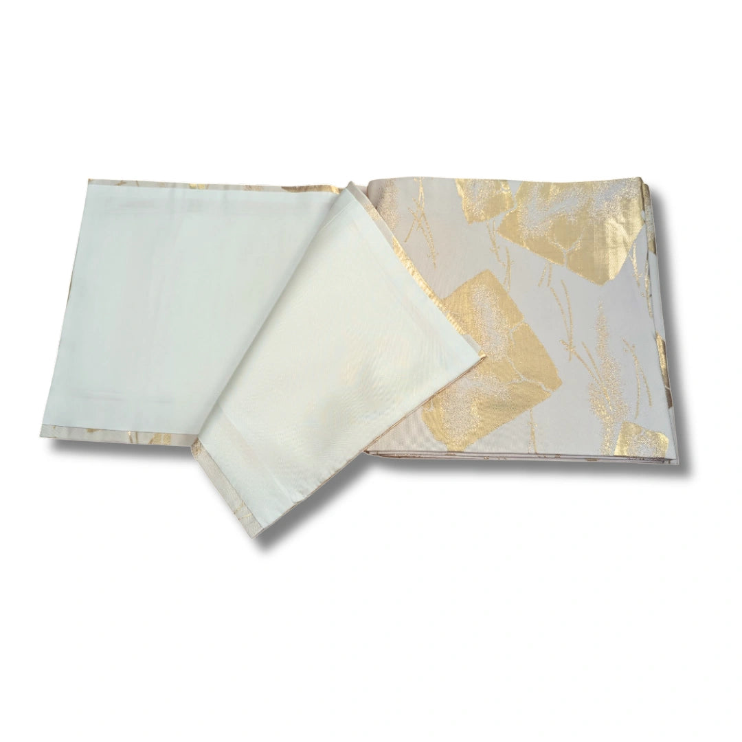 Vintage Fukuro Obi Style Elfenbein mit goldenen Akzenten