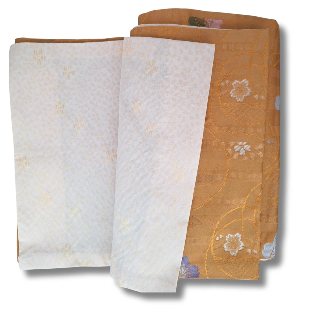 Beidseitig tragbarer Vintage Fukuro Obi mit Sakura-Muster