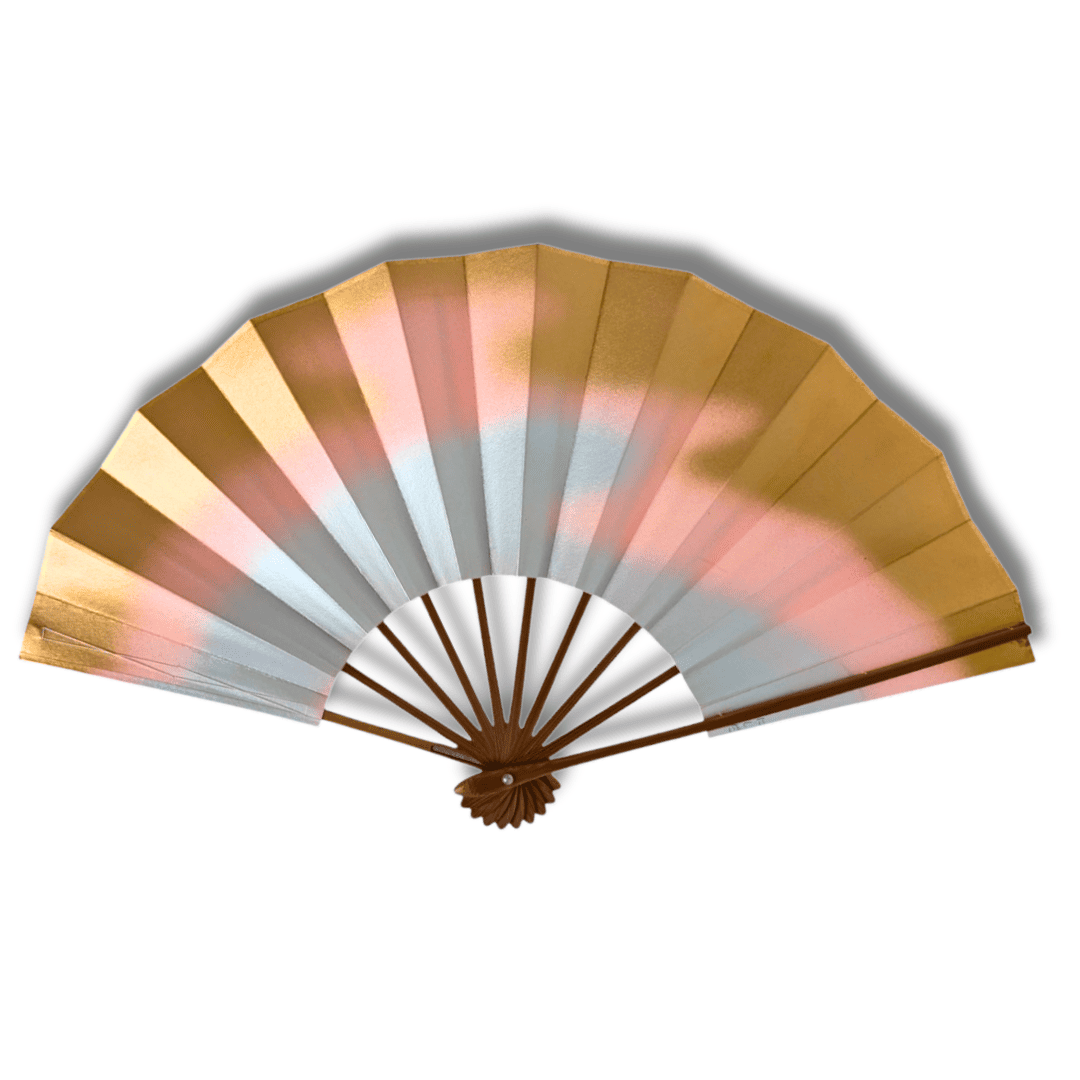 Vintage Mai-Ougi japanischer Handfächer Tanzfächer Sonnenaufgang