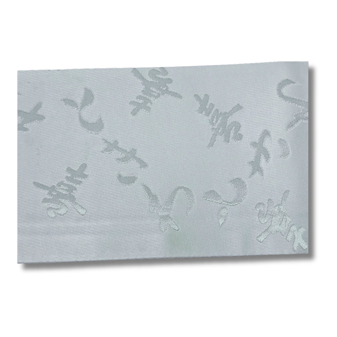 Vintage Hanhaba Obi Hellgrau mit japanischem Schriftmuster