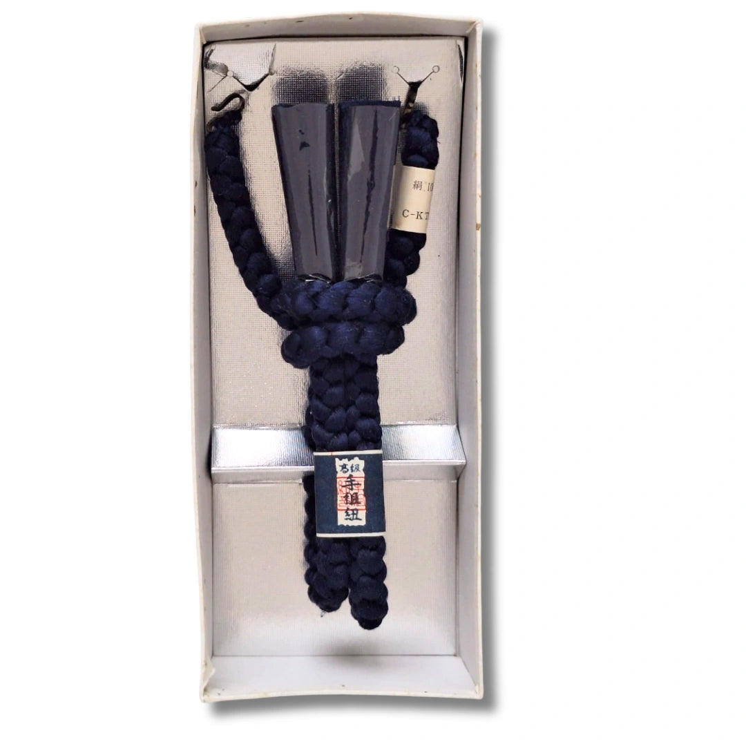 Unbenutzt: Vintage dunkelblaues dick geflochtenes Herren Haori-Himo