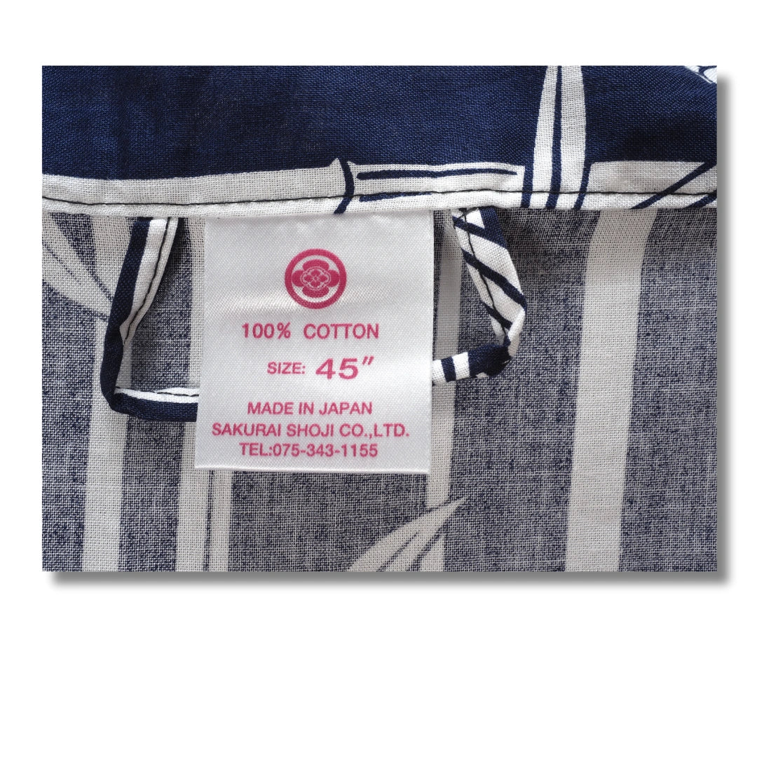 Kurzer Herren Yukata dunkelblau mit weißen Bambus & Drachen
