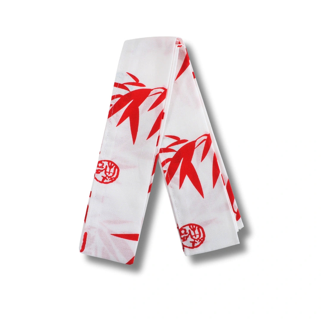 Kurzer Herren Yukata weiß mit roten Blättern