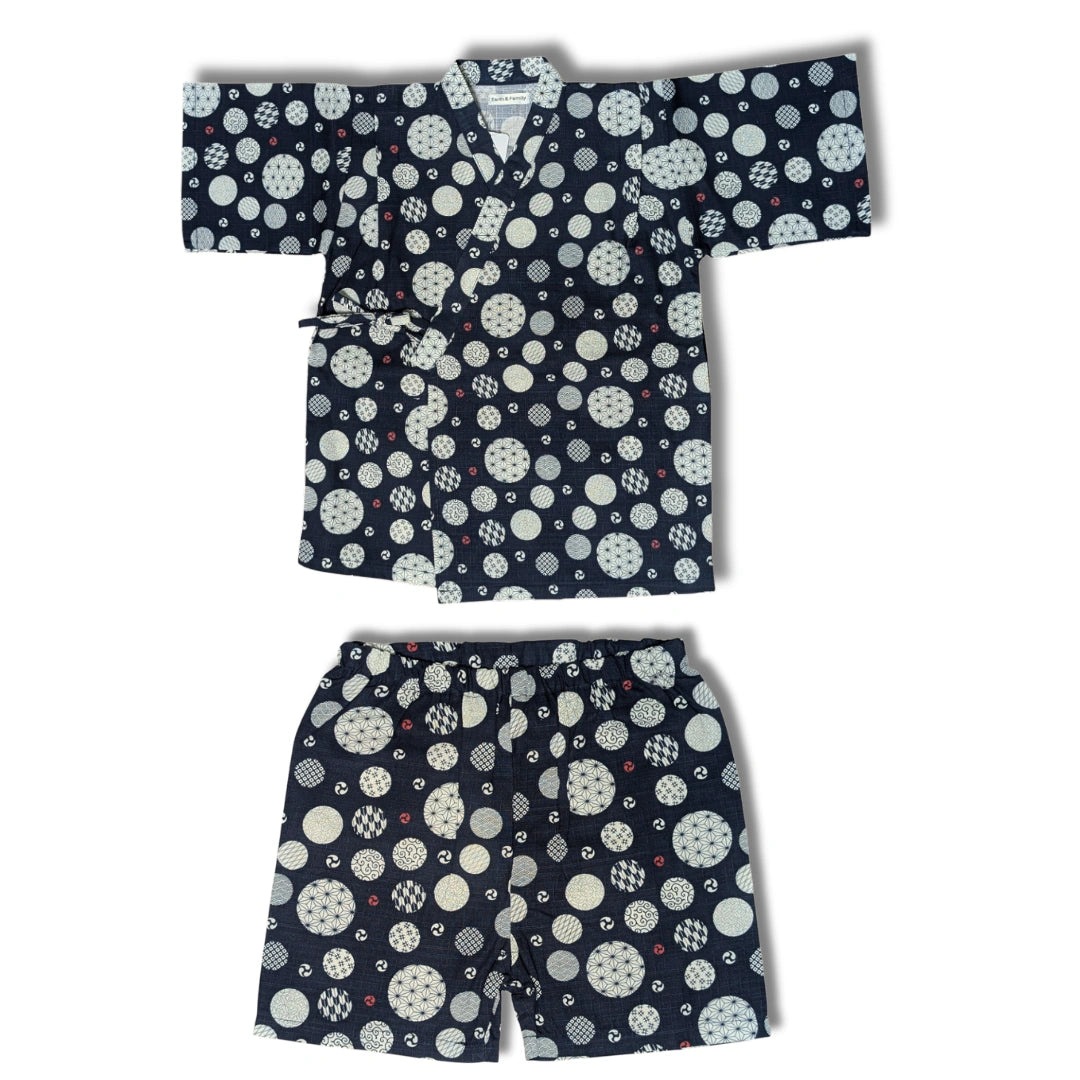 Jinbei Kinder schwarz mit Kreisen Gr. 110 - 150