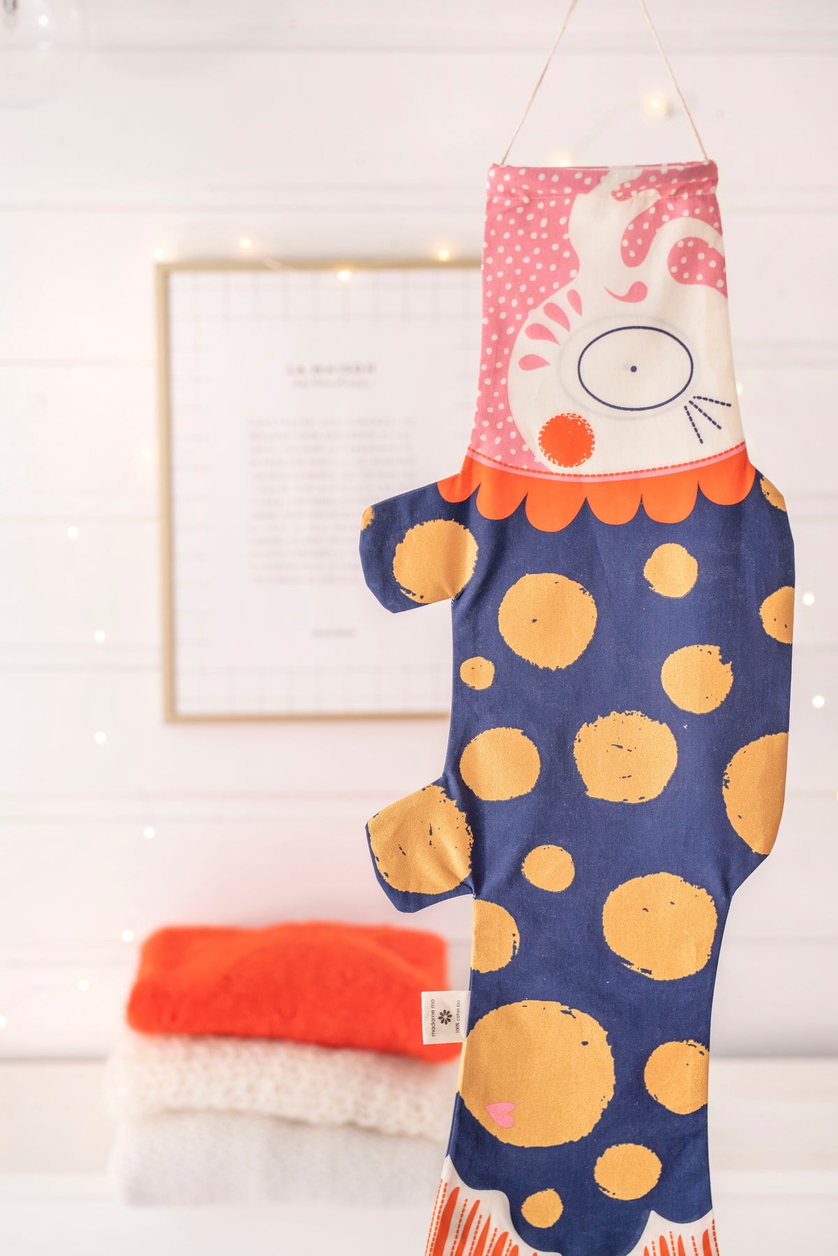 Koinobori Goldene Punkte Grösse S Bio Baumwolle #farbe_Gold und Blau