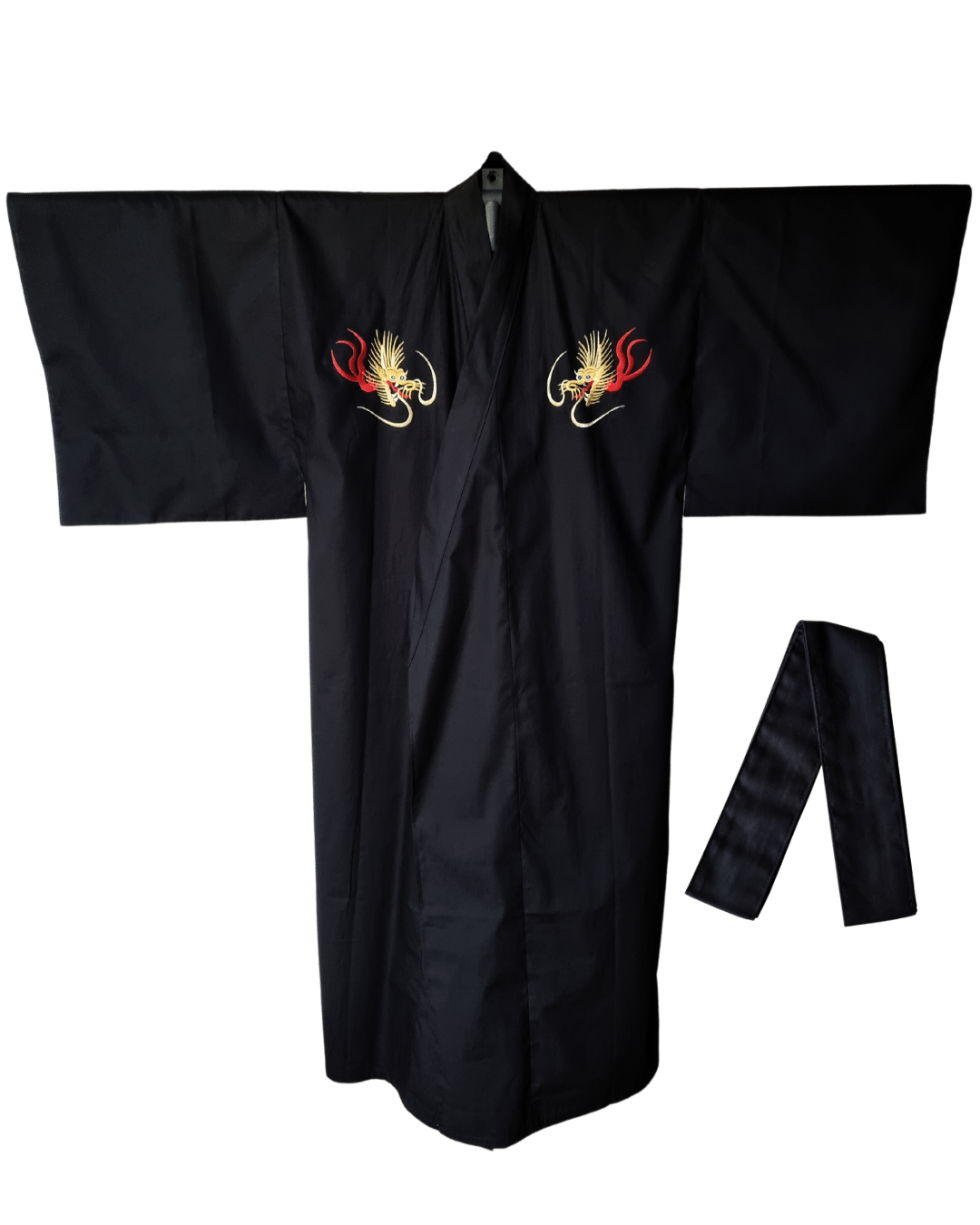 Kimono Herren schwarz Drache inkl. Obi