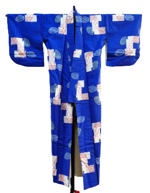 Vintage Komon Damen Kimono blau gemustert