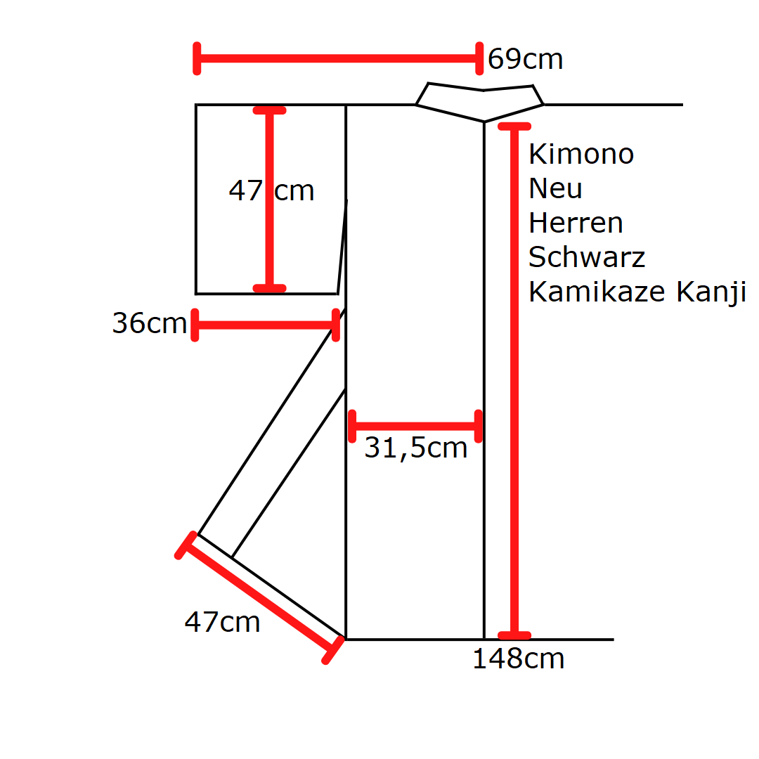 Kimono Herren schwarz Kamikaze Kanji inkl. Obi