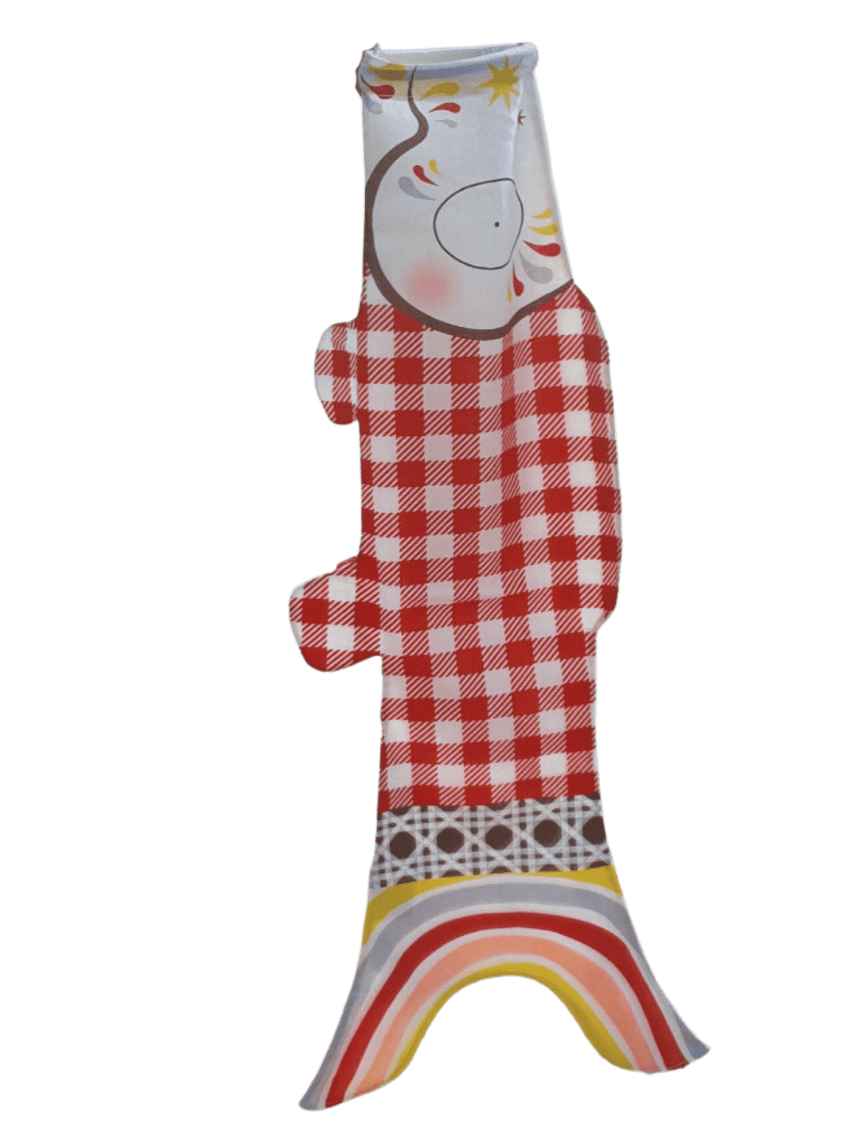 Koinobori rot-weiß-kariert Größe S #farbe_rot-weiß-kariert