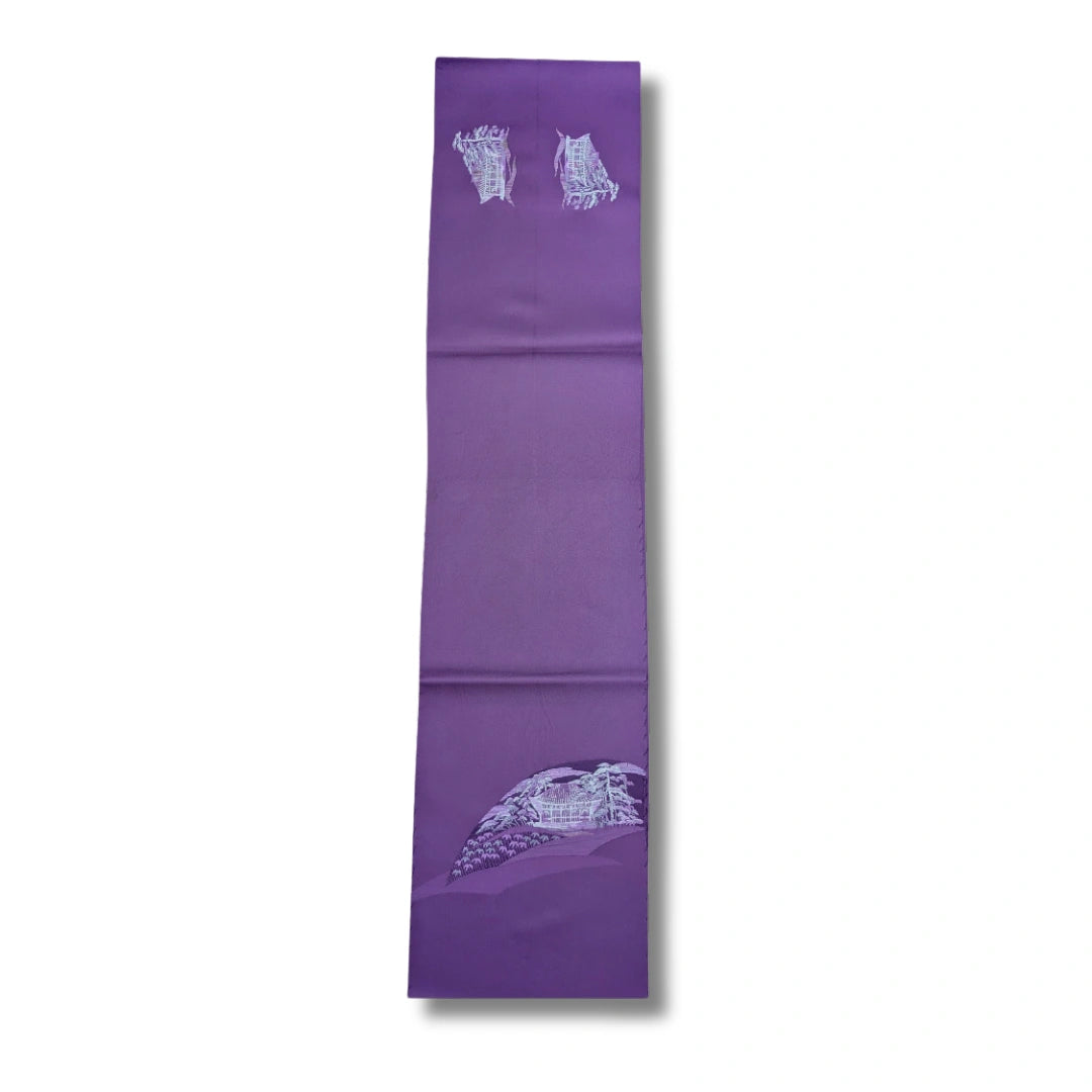 Kyobukuro Obi Violett mit Tempelmotiv