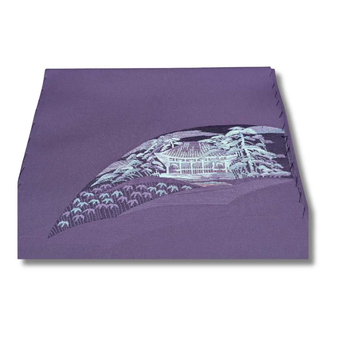 Kyobukuro Obi Violett mit Tempelmotiv