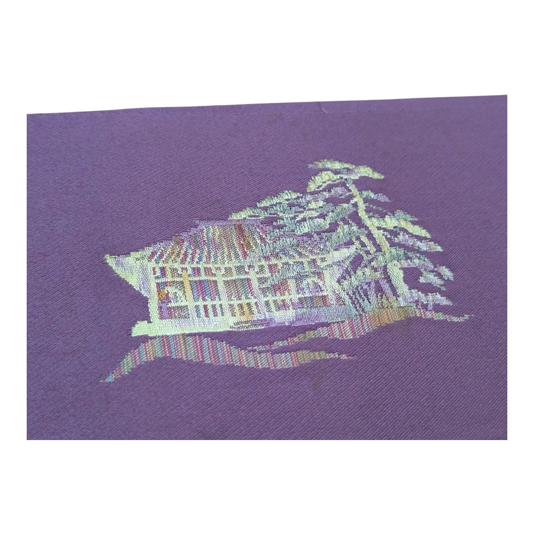 Kyobukuro Obi Violett mit Tempelmotiv