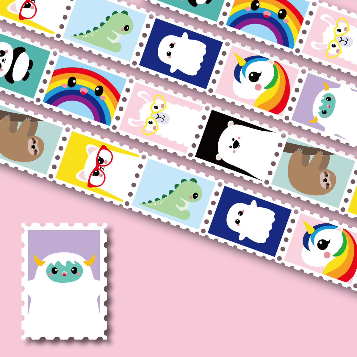 Washi Tape Briefmarken #farbe_Kawaii Characters
