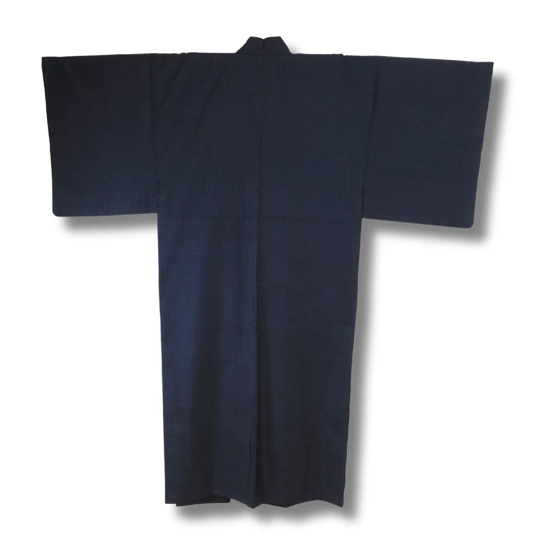 Rückansicht des dunkelblauen Vintage Herren Kimono
