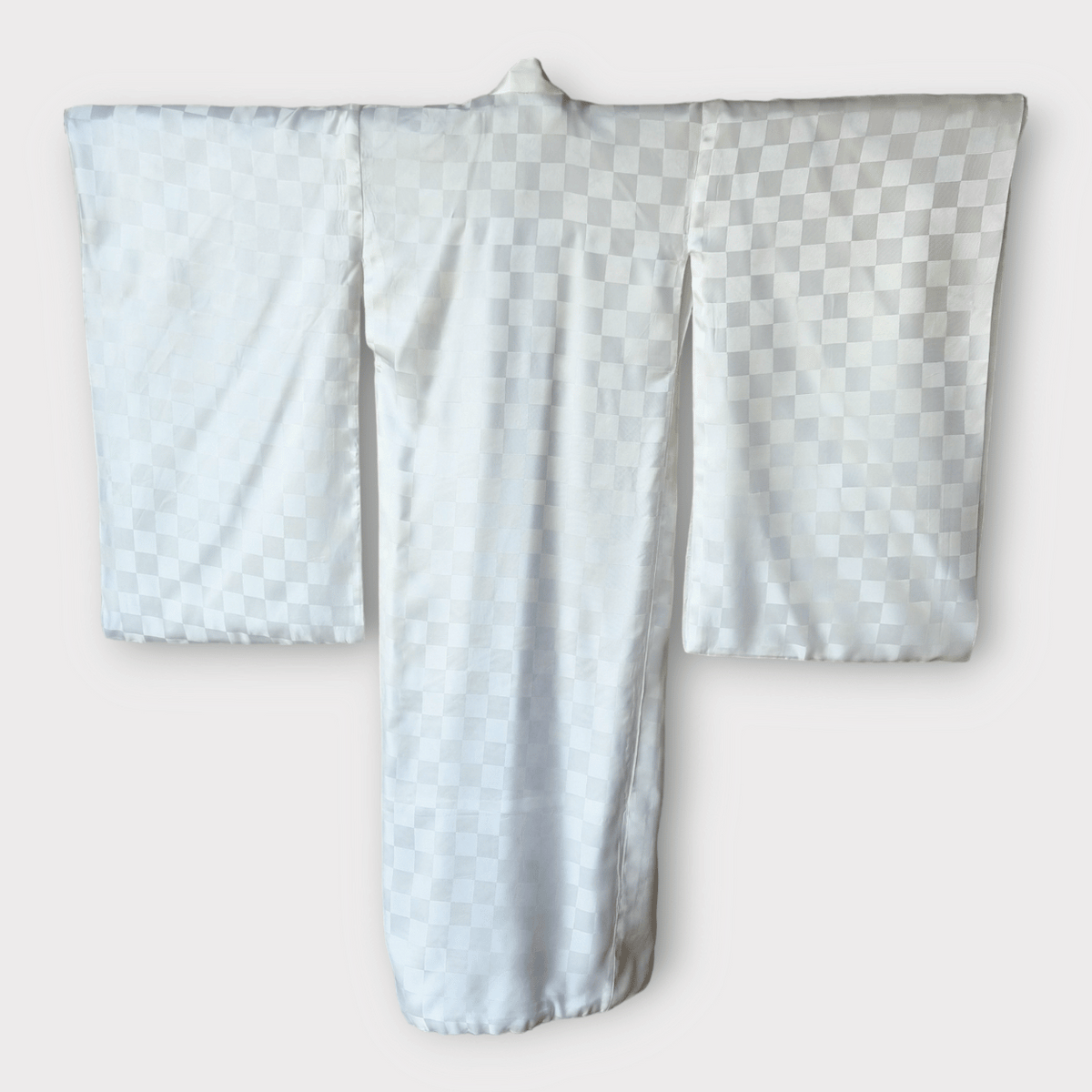 Vintage Kinder Kimono Juban Weiß Schachbrett 116 / 122
