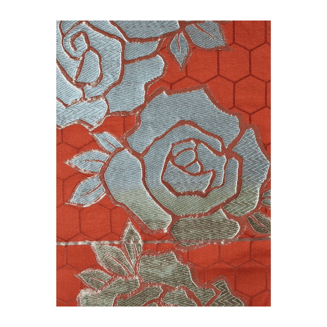 Vintage Fukuro Obi Orange mit Rosen