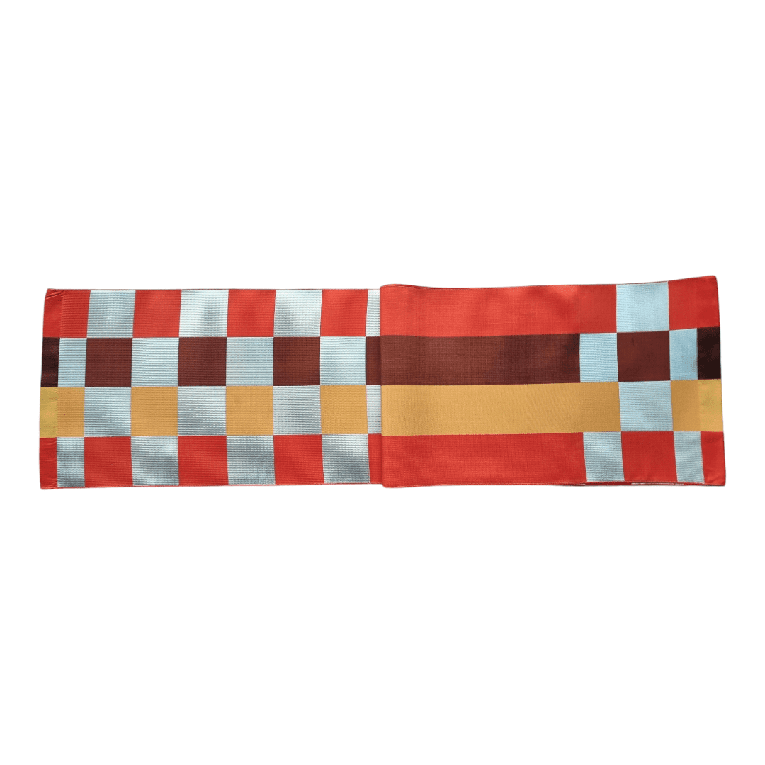 Vintage Hitoe Obi kariert