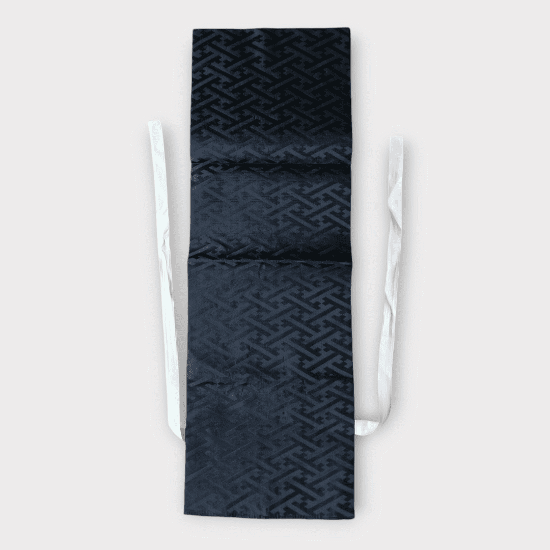 Vintage Taiko Musubi Obi Schwarz Sayagata