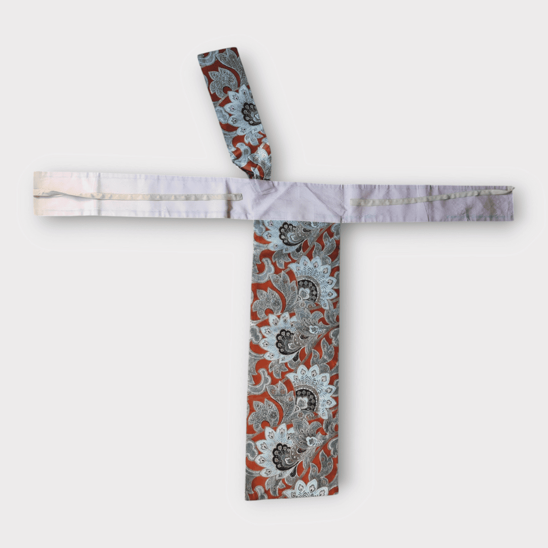 Vintage Taiko Musubi Obi Set Orange Blumen