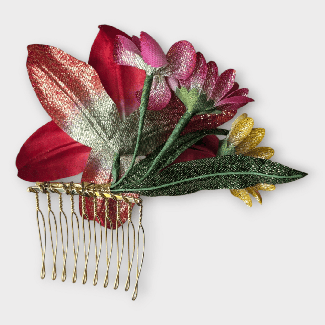 Vintage Kanzashi Set Haarnadel und Haarkamm