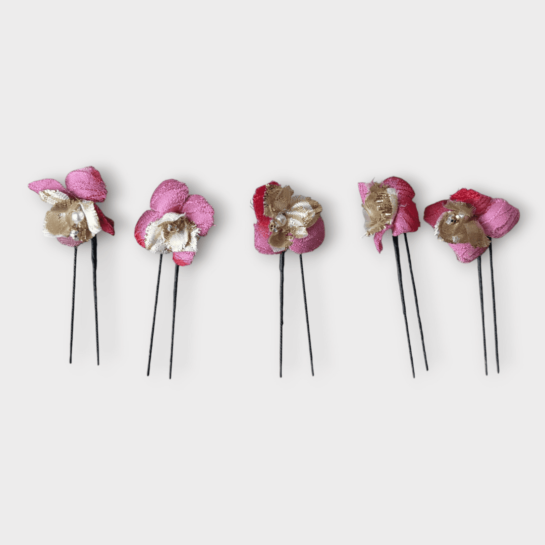 Vintage Kanzashi Set 7 Haarnadeln