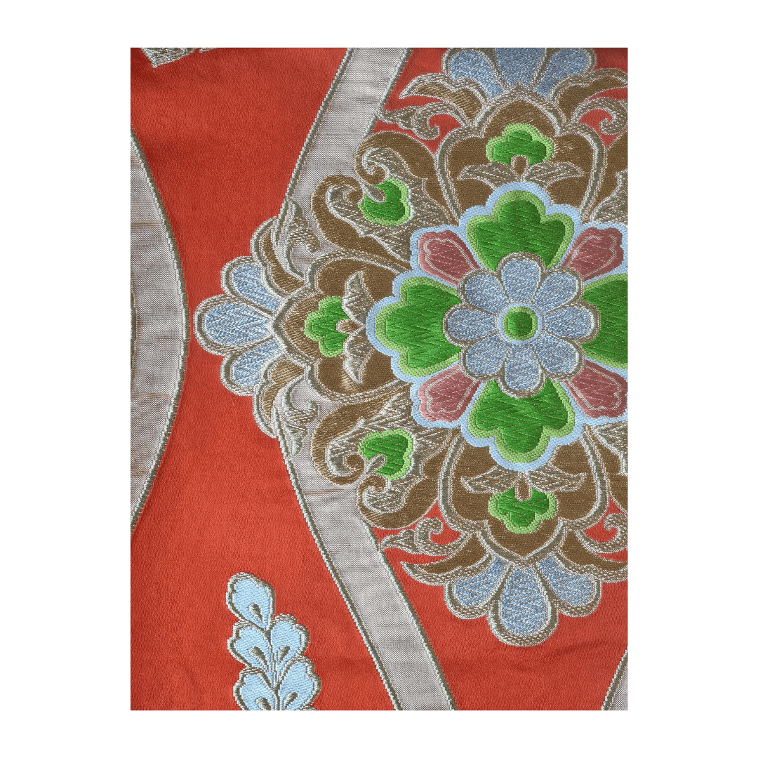 Vintage Fukuro Obi Gold / Orange Blumen