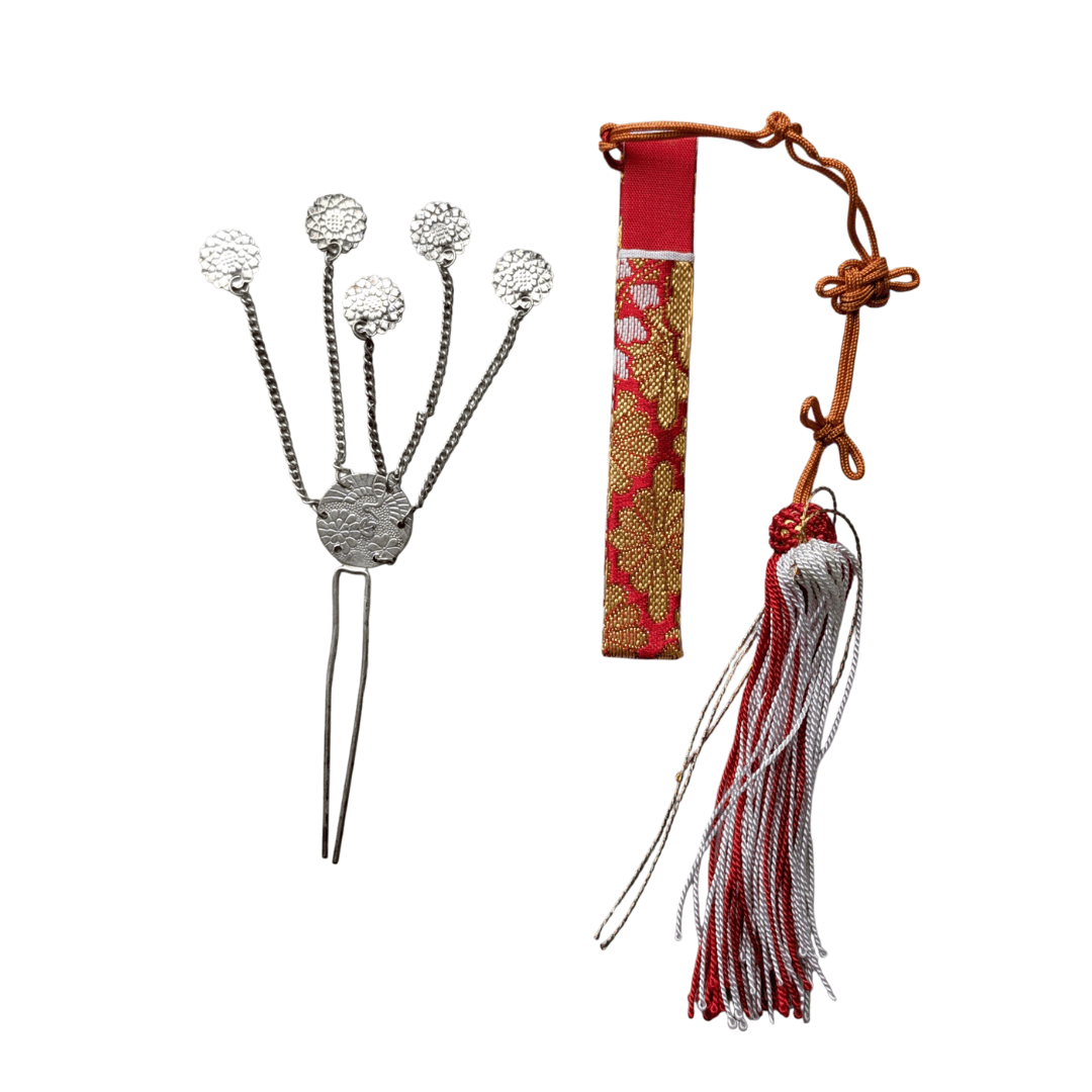Vintage Hakoseko Set 4-teilig mit Kanzashi