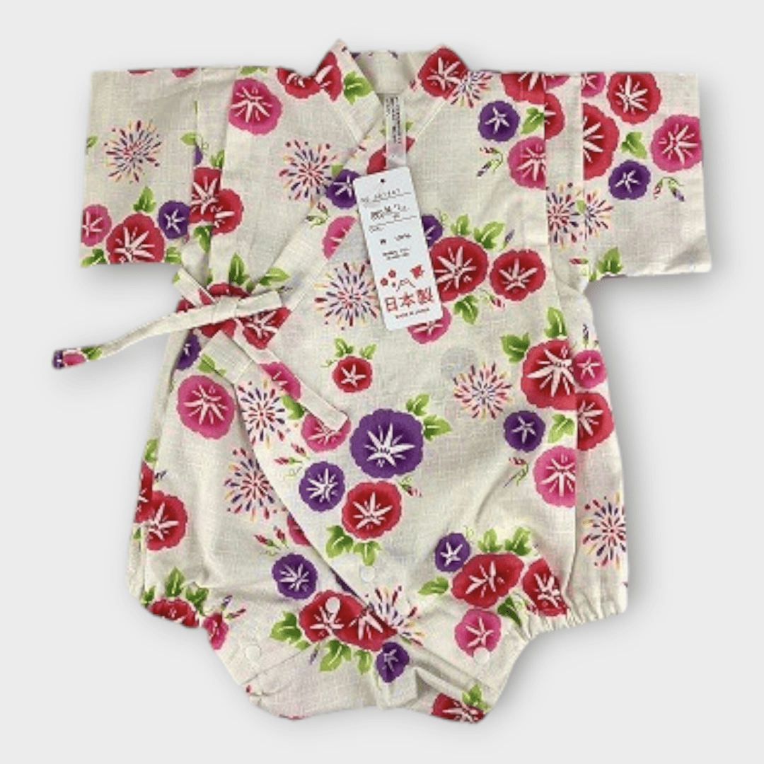 Baby Kimono Babystrampler Prunkwinden weiß 56-62 #farbe_Weiß