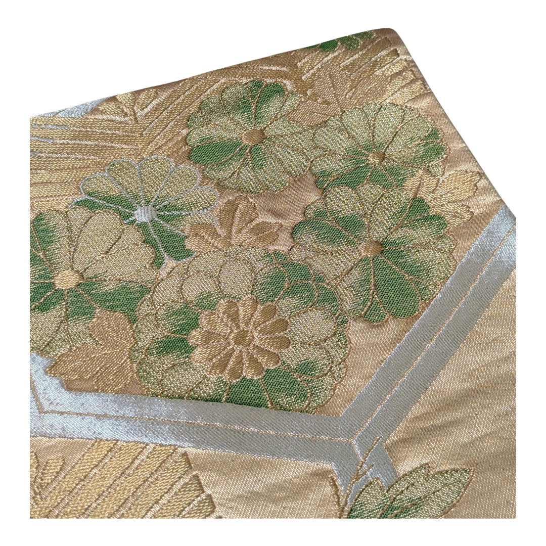 Vintage Fukuro Obi Gold & Grün Kikkō