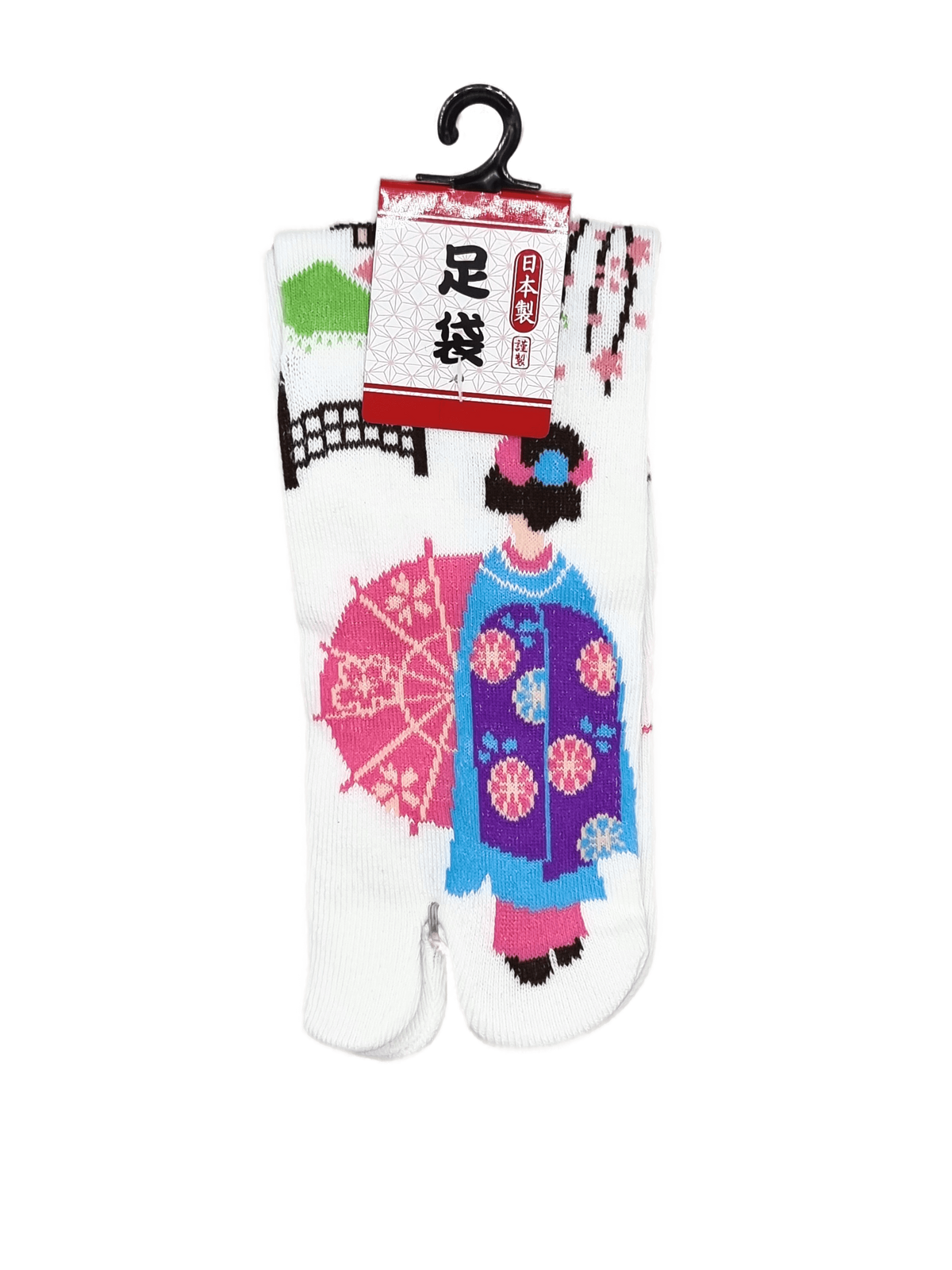 Linke Tabi Socke in weiß mit Geisha #farbe_Weiß