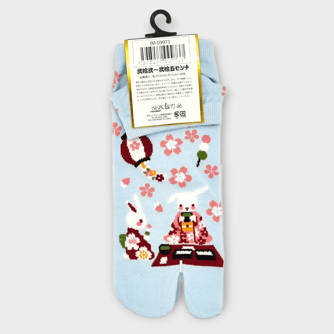 Rechte Tabi Socke in hellblau Hasen Hanami #farbe_Hellblau