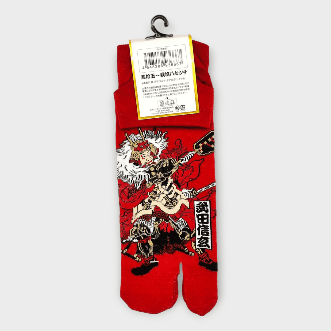 Rote Tabi Socken mit Samurai #farbe_Rot