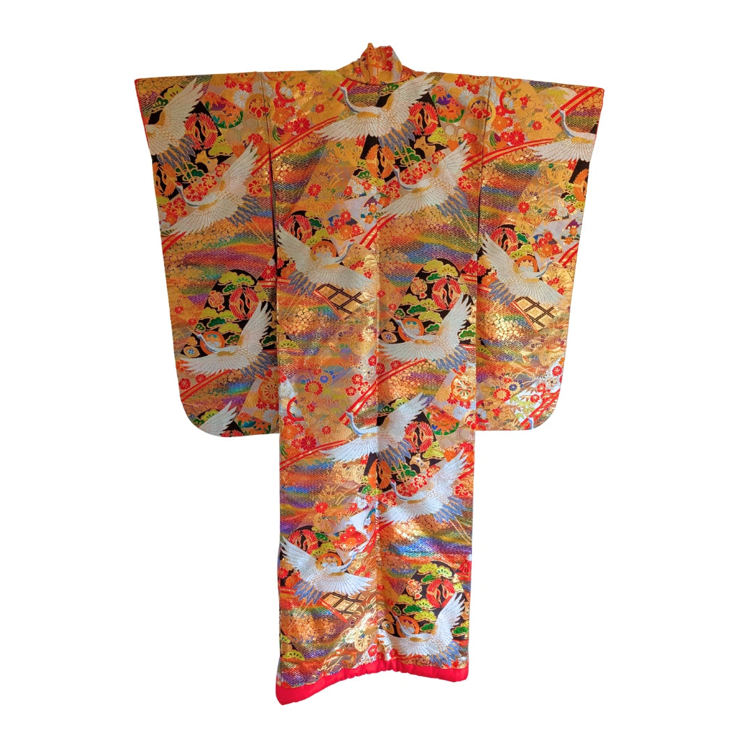 Vintage Uchikake Damen Hochzeits-Kimono mit Kranichen