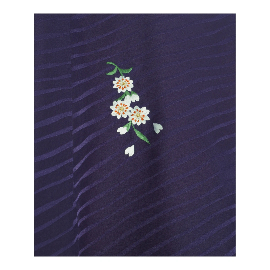 Vintage Damen Kimono Lila mit Kirschblüten-Stickerei #farbe_Lila