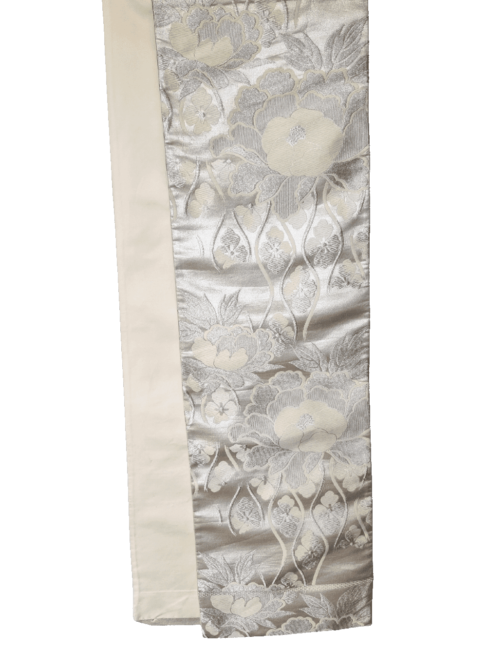 Vintage Fukuro Obi silber-creme