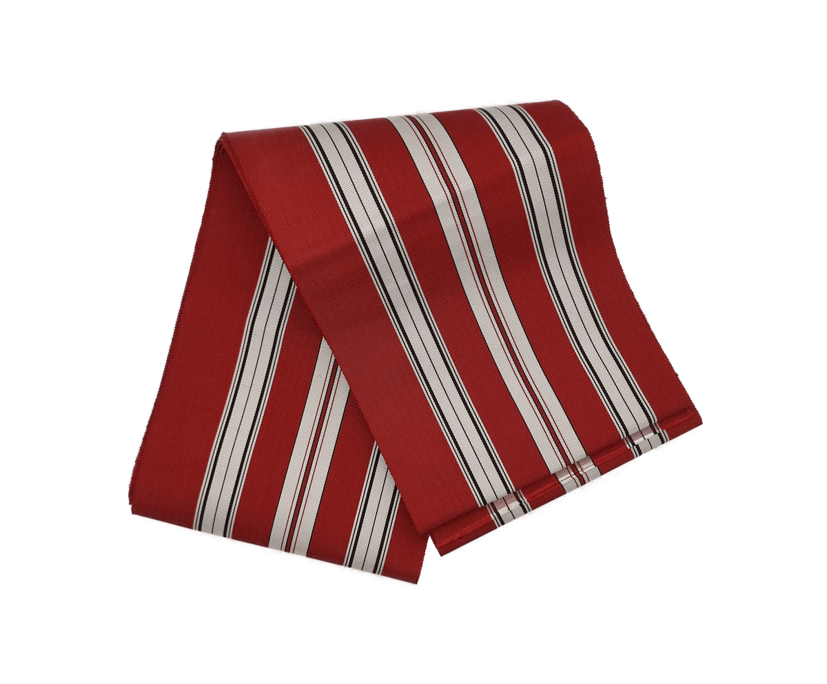 Vintage Hanhaba Obi rot mit weißen und schwarzen Streifen