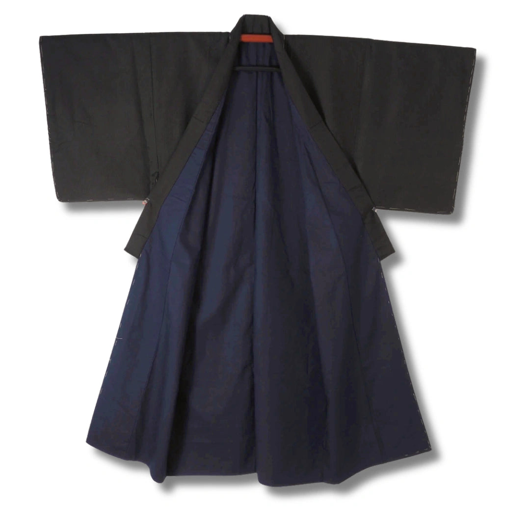 Vintage Herren Kimono Braun-Schwarz - feine Linien