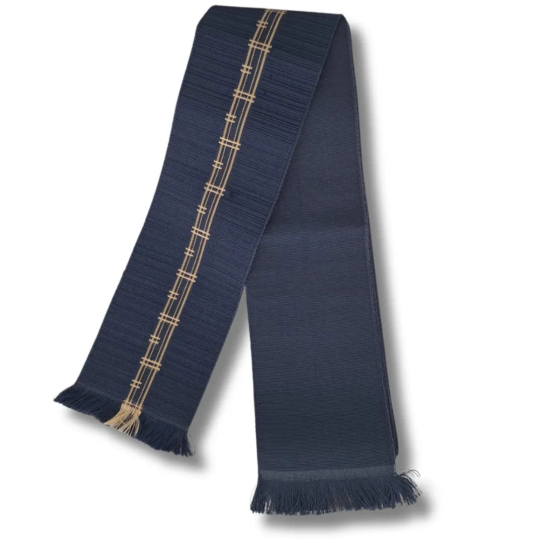 Vintage Kaku Obi Blau mit gelbem Muster