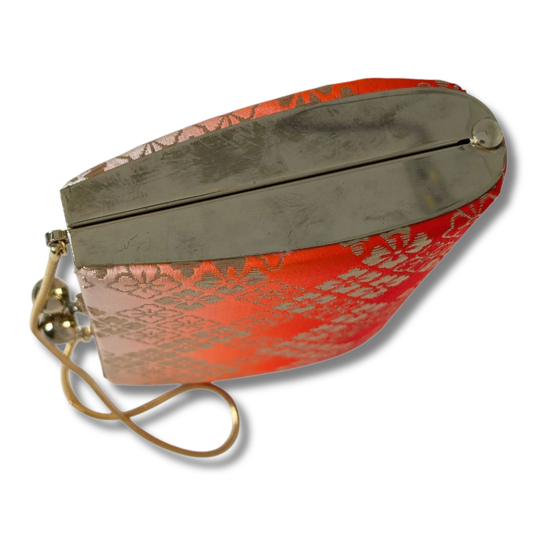 Vintage Kimono-Handtasche in Rot mit Goldmuster