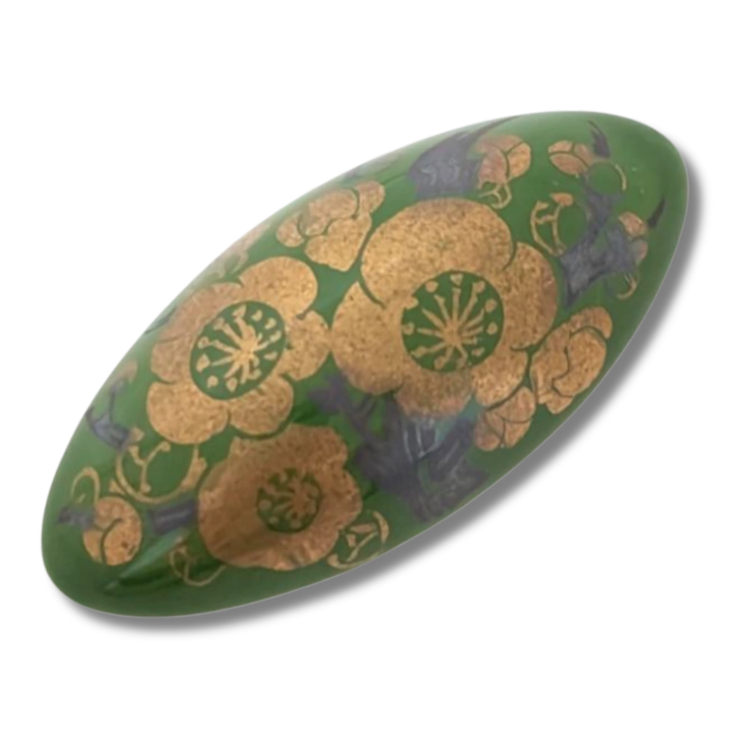 Vintage Obidome mit goldenen Pflaumenblüten aus Keramik