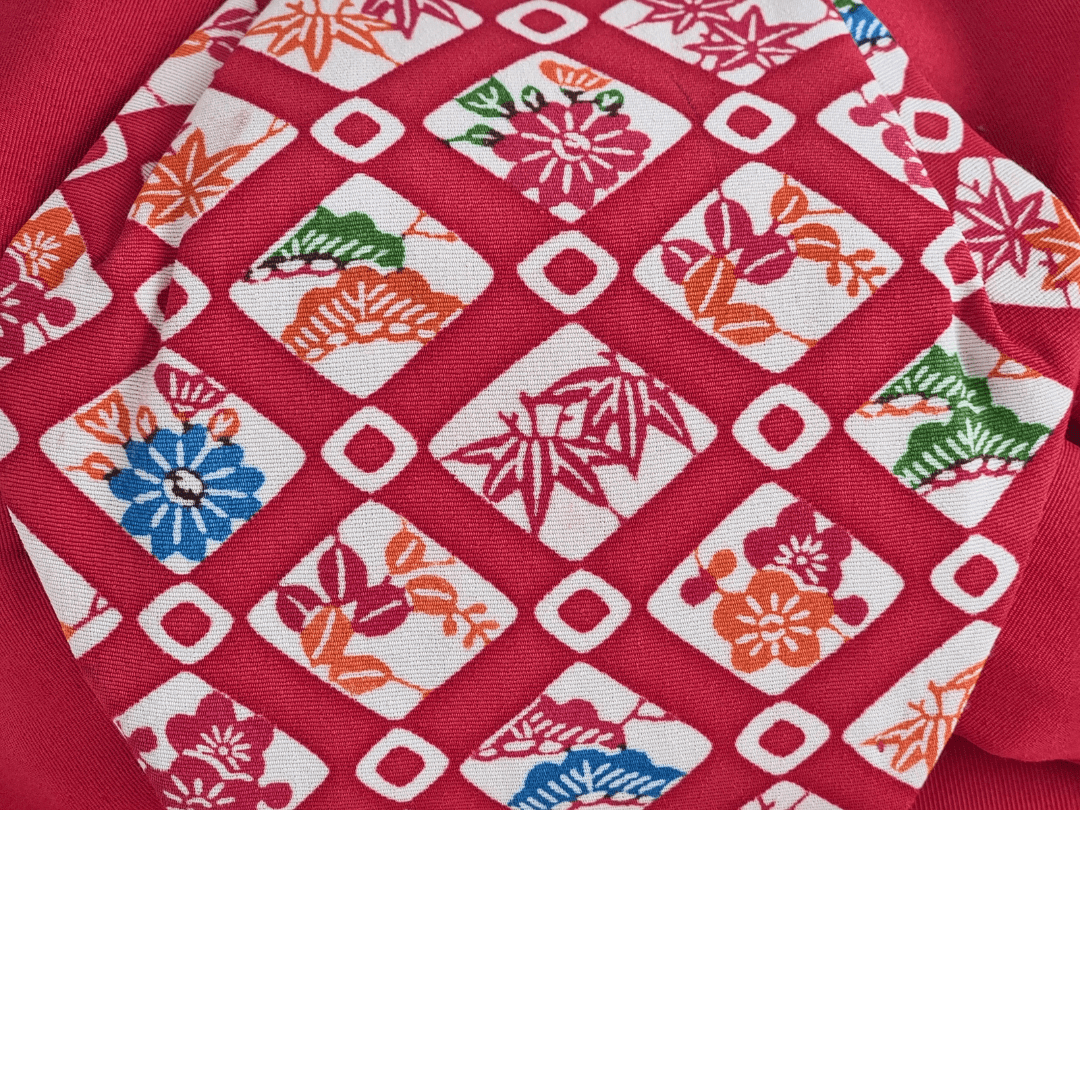 Vintage Tsukuri Obi Rot mit Muster