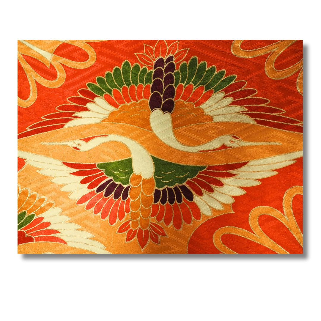 Vintage Damen Furisode Kimono orange Blumen