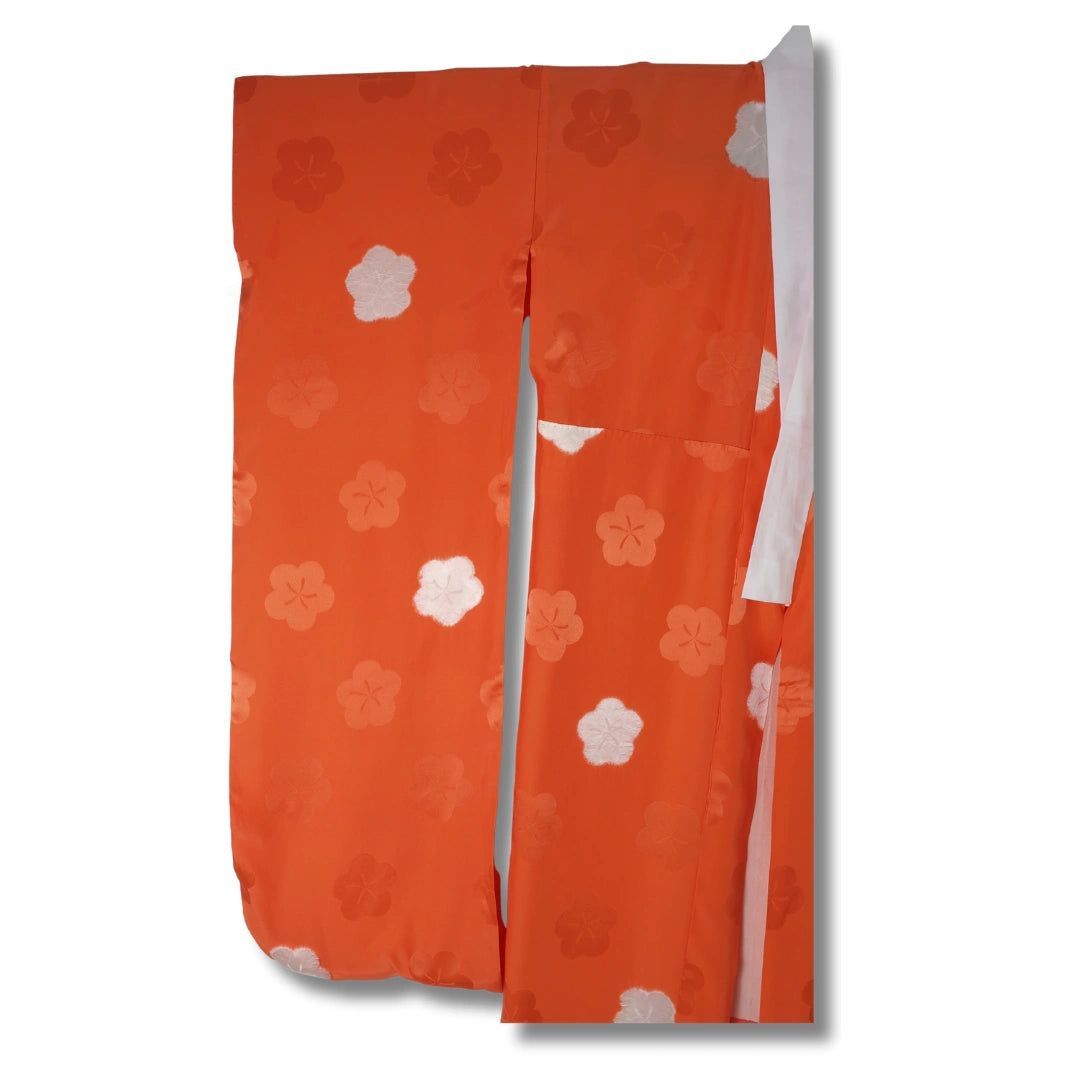 Vintage Damen Furisode Naga-Juban orange mit Ume Blumen