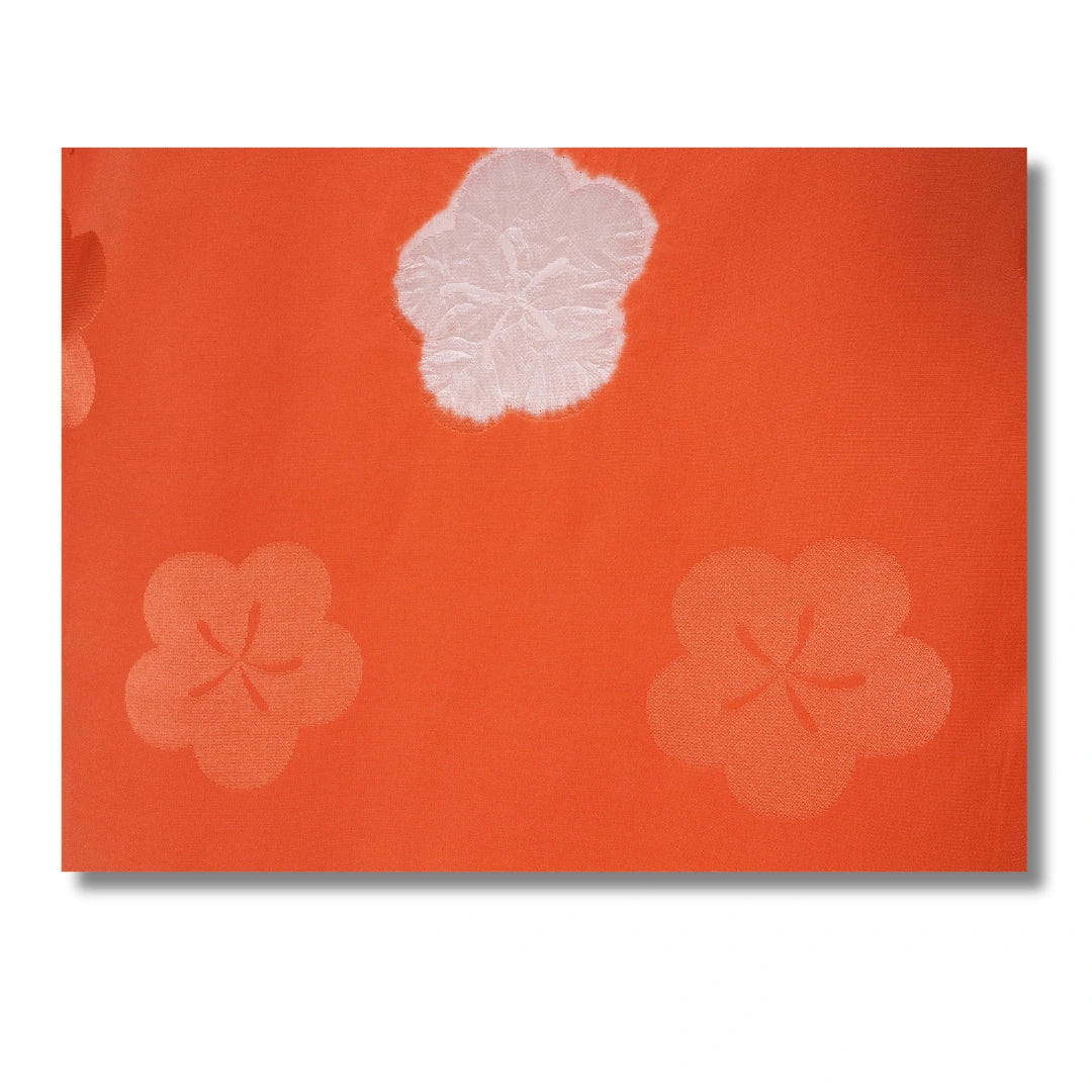 Vintage Damen Furisode Naga-Juban orange mit Ume Blumen