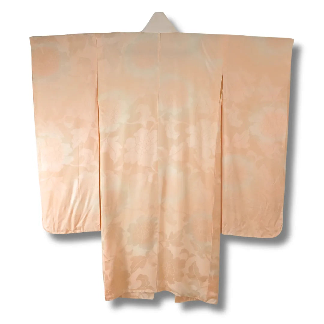 Rückansicht des Vintage Juban in Creme und Rosa