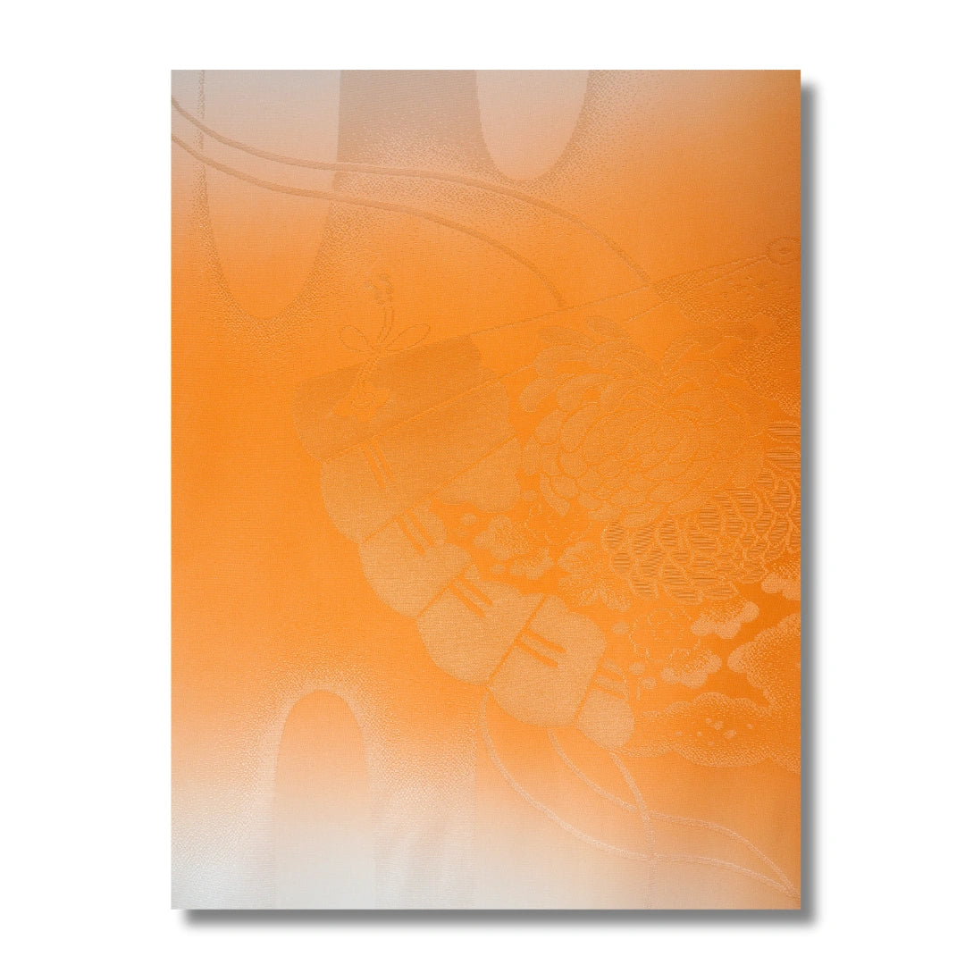 Vintage Damen Furisode-Juban in Apricot mit Glanzmuster
