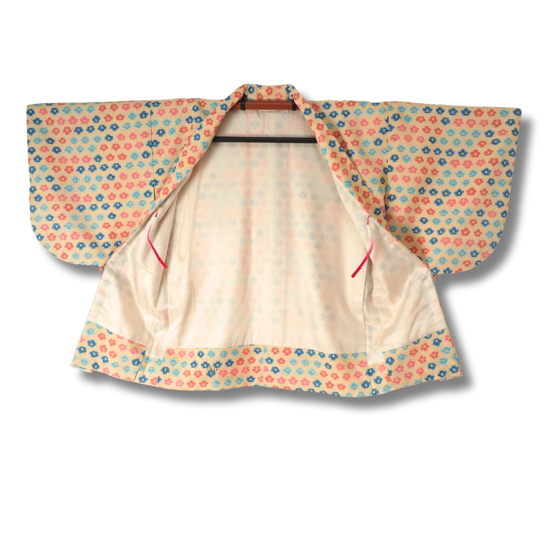 Vintage Damen Haori beige mit Blumen inkl. Haori Himo